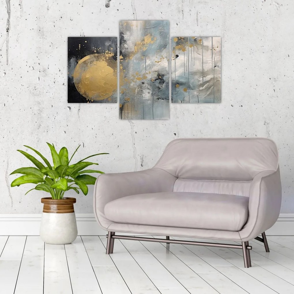 Tablou - Abstracție cu minge de aur (90x60 cm)