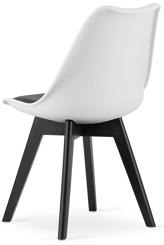 Scaun alb-negru BALI MARK cu picioare negre din lemn
