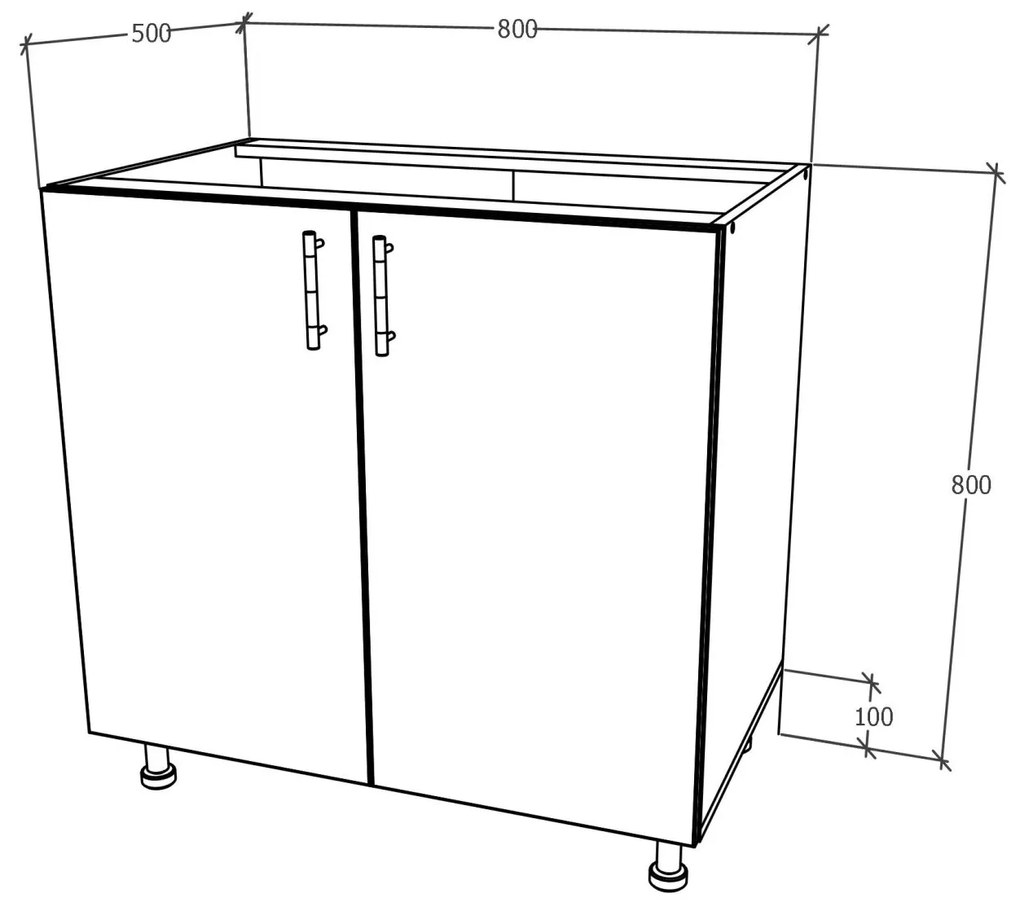 Corp haaus Karo, 2 Usi, Stejar Sonoma Inchis/Alb, 80 x 50 x 80 cm