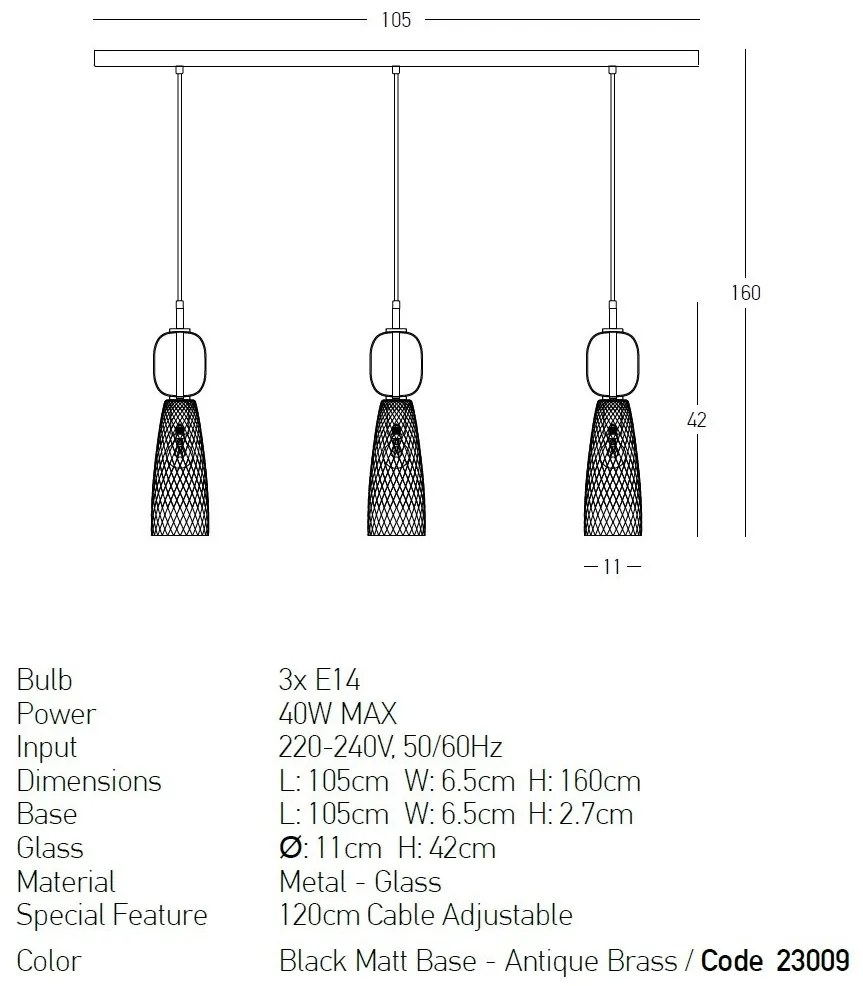 Lustra cu 3 pendule design decorativ Line