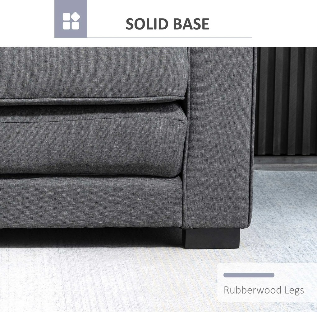HOMCOM Canapea Extensibilă din Material Textil 2 Locuri cu Capitonaj și Arcuri, 151x75x85 cm, Gri | Aosom Romania