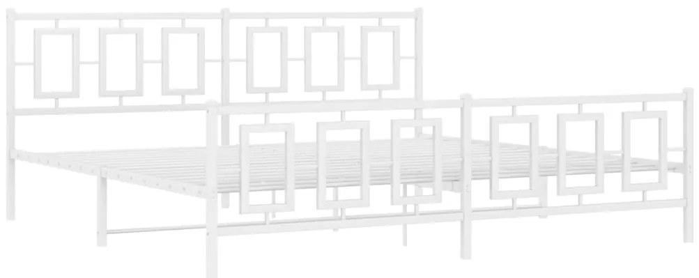 374315 vidaXL Cadru de pat metalic cu tăblie, alb, 200x200 cm