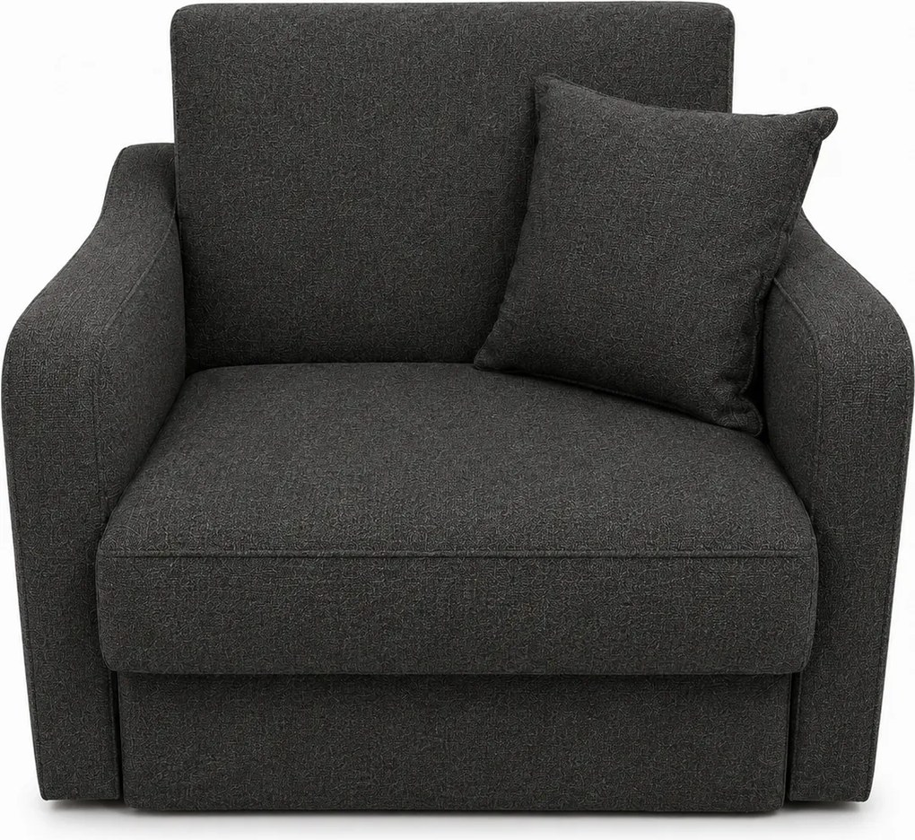 Fotoliu SAMY extensibil, cu lada de depozitare, stofa gri închis , cadru metalic, 103x100x92 Stofa, Gri Inchis