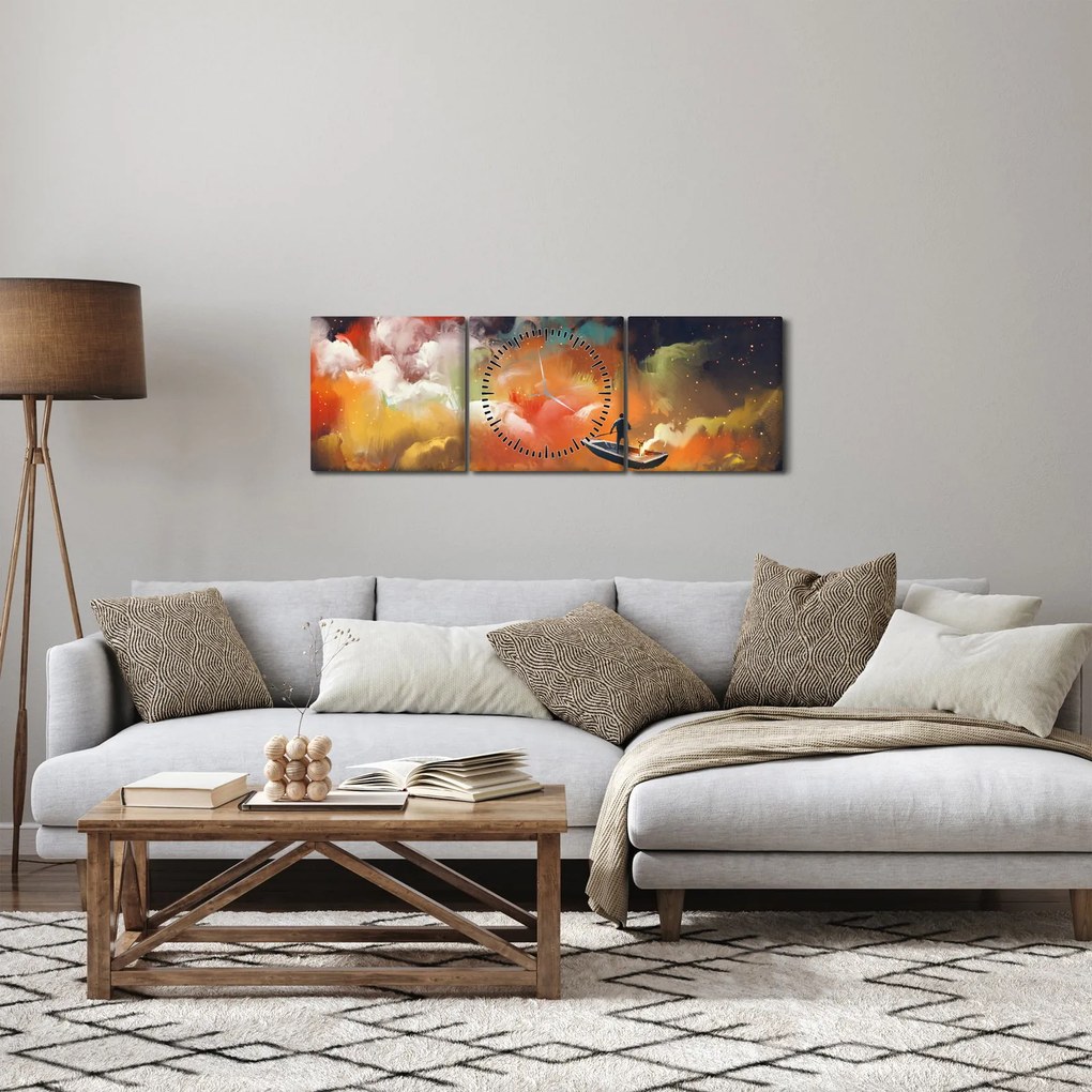Tablou - Om navigând prin spațiu (cu ceas) (90x30 cm)