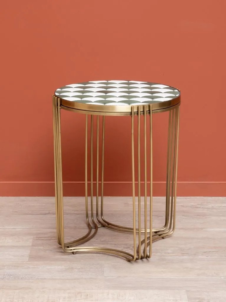 Masuta laterala, din metal si ceramica, Hortea