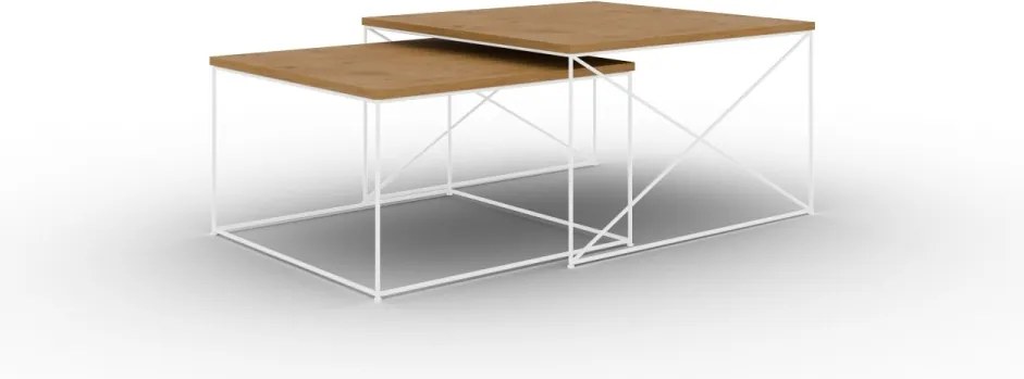 Set masute de cafea, Licco, ADRK Furniture (Culoare: Alb / Alb Lucios)