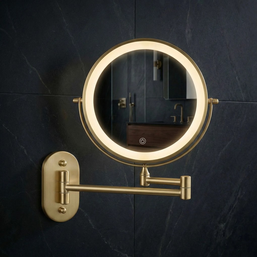 Oglindă LED Glow Brush Gold