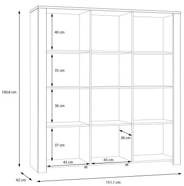 Vitrina Cu 3 Usi Behalf Stejar Riviera Si Stejar Gri, 151.1 Cm
