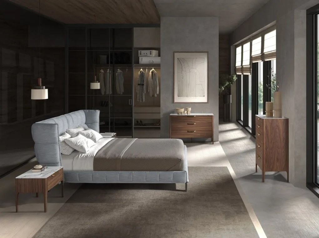 Pat dublu tapitat design LUX Gri-albastrui deschis, 180x200cm