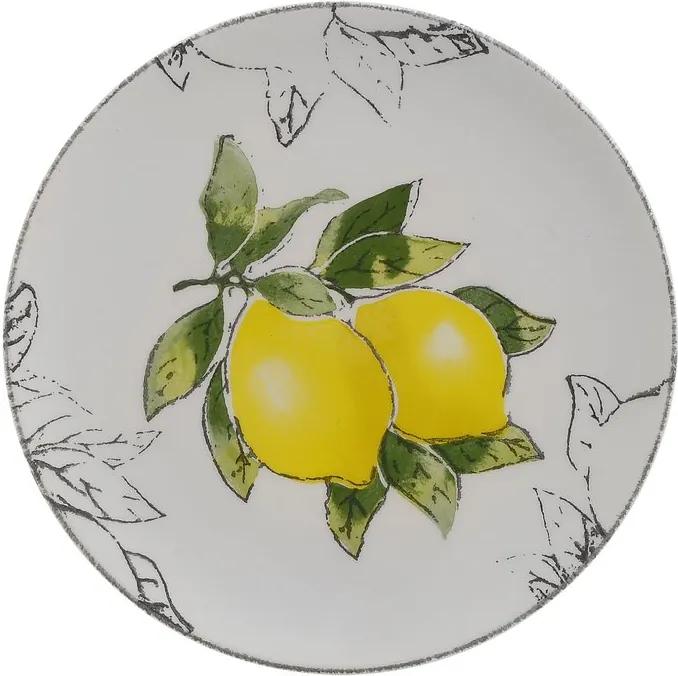 Lemon Set 6 Farfurii desert, Ceramica, Alb