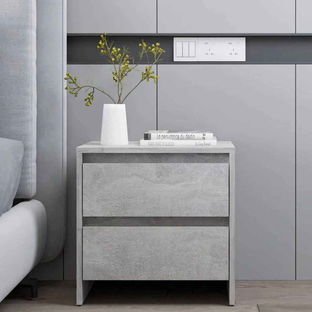 809853 vidaXL Noptieră, gri beton, 45x34,5x44,5 cm, PAL