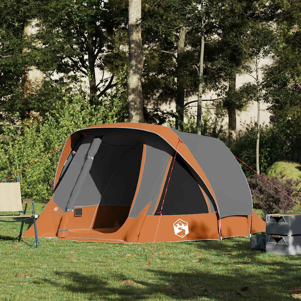 vidaXL Cabină cort de camping 4 persoane gri și portocaliu impermeabil