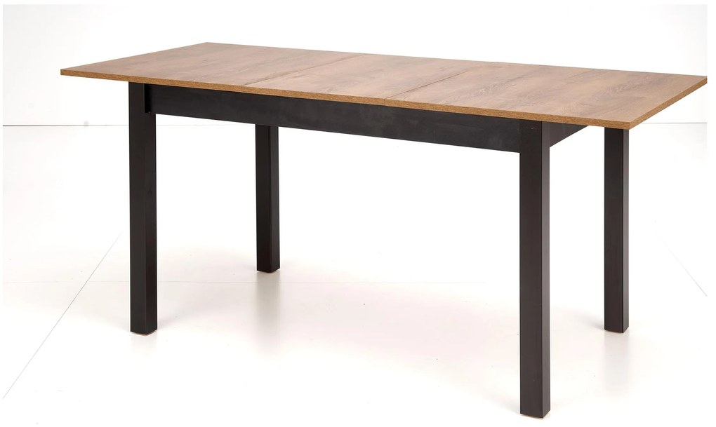 Masă de sufragerie extensibilă Tentempies (stejar craft auriu + negru) (pentru 4-6 persoane). 1116985