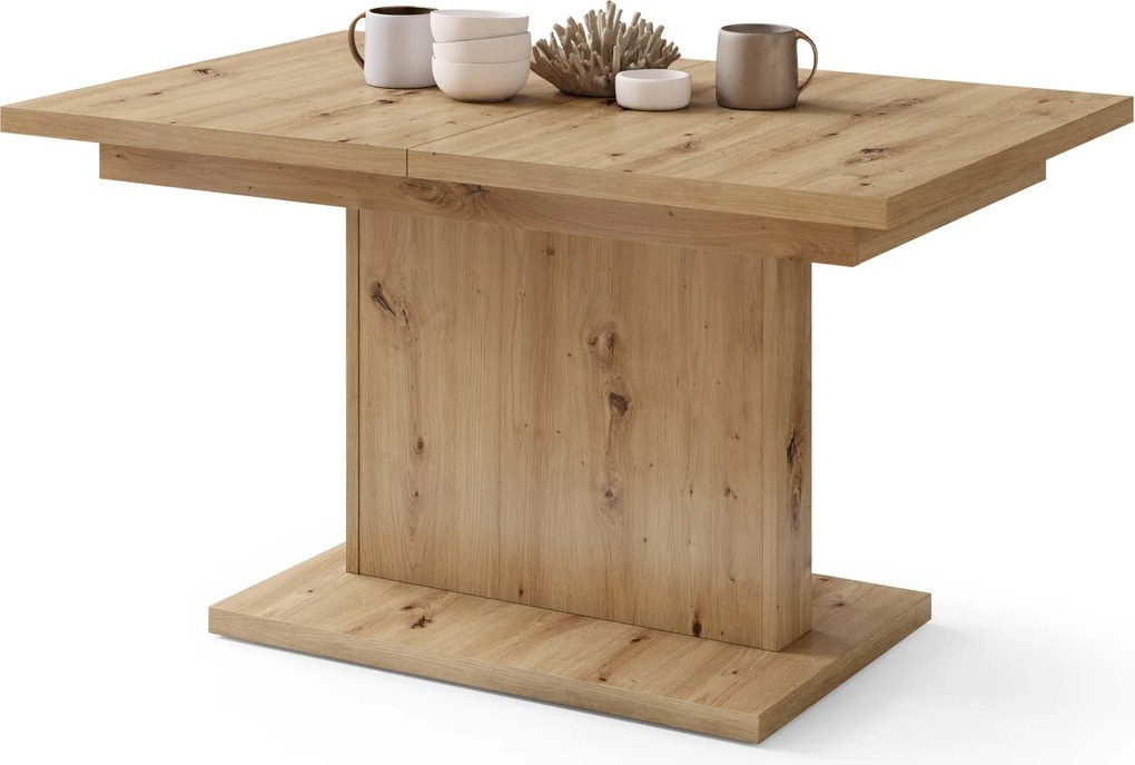 Mazzoni ASTON MINI Stejar Artisan - MĂSUȚĂ DE CAFEA MODERNĂ EXTENSIBILĂ REGLABILĂ PE ÎNĂLȚIME MASĂ TRANSFORMABILĂ