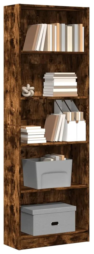 vidaXL Bibliotecă, stejar fumuriu, 60x24x176 cm, lemn prelucrat