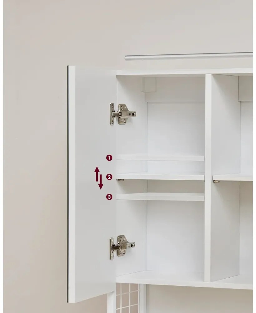 Dulap suspendat de baie cu oglinda DARA 70x70 cm, alb