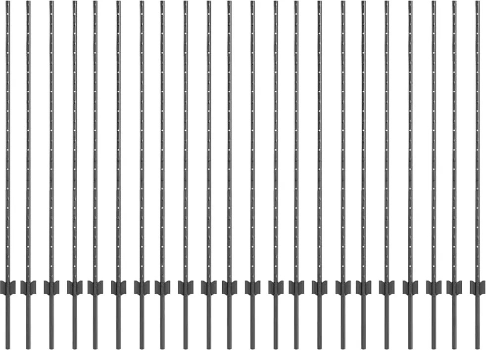 vidaXL Stâlp de gard. 22 pcs Gri 180 cm Oțel