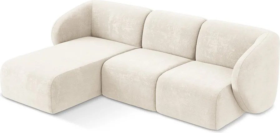 Colțar bej cu tapițerie din chenille (cu colț pe partea stângă/cu șezlong) Lani – Makamii