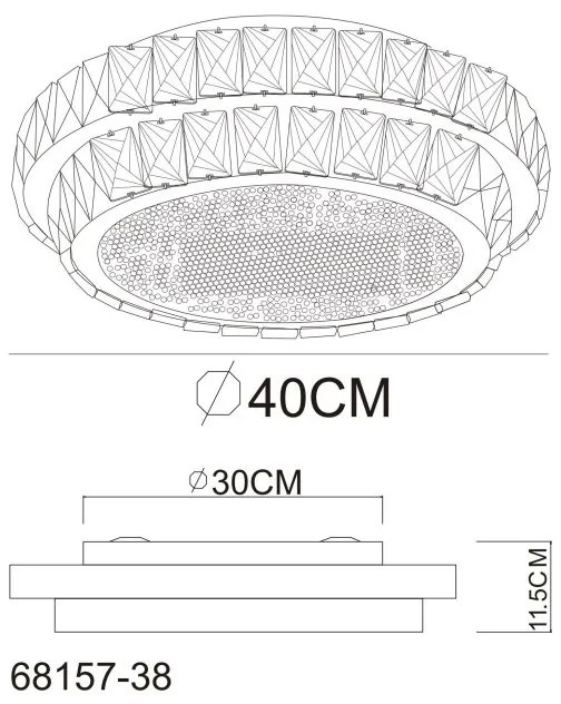 Lustra aplicata, Cristale K5, LED CCT, Telecomanda KLARA 40cm 68157-38 GL
