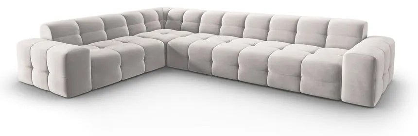 Colțar gri deschis cu tapițerie din catifea (pe partea stângă) Kendal – Micadoni Home