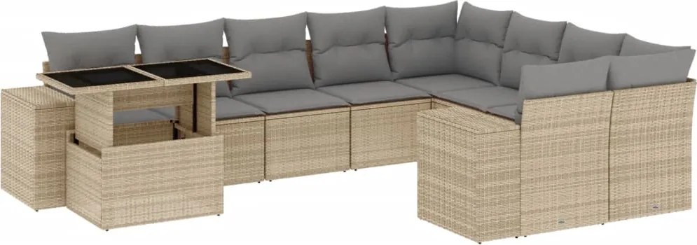 vidaXL Set canapele de grădină cu perne, 10 piese, bej, poliratan