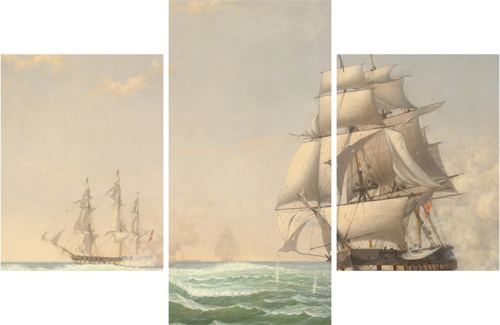 Tablou - Fitz Henry Lane, The United States Frigate President Engaging the British Squadron, reproducere (90x60 cm)