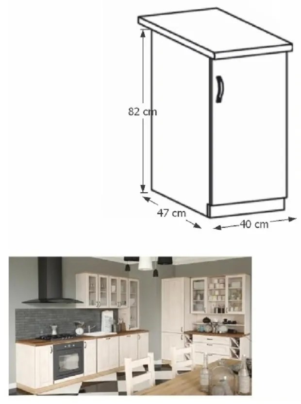 Dulap inferior de bucătărie Regnar D40/P Sosna nordică /Stejar sălbatic (D). 788959