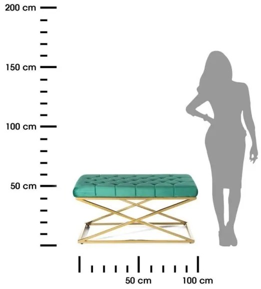 Bancă matlasată SALIBA 50x97 cm aurie/verde