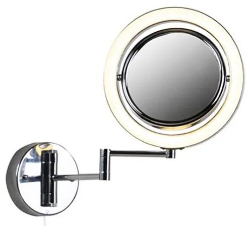 Oglindă rotundă de perete din oțel cromat, comutator pentru cablu de tragere x2 - Vicino