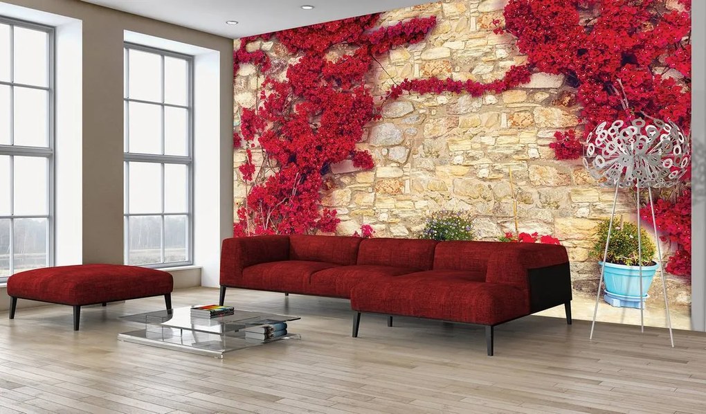 Fototapet - Perete cu flori (152,5x104 cm)