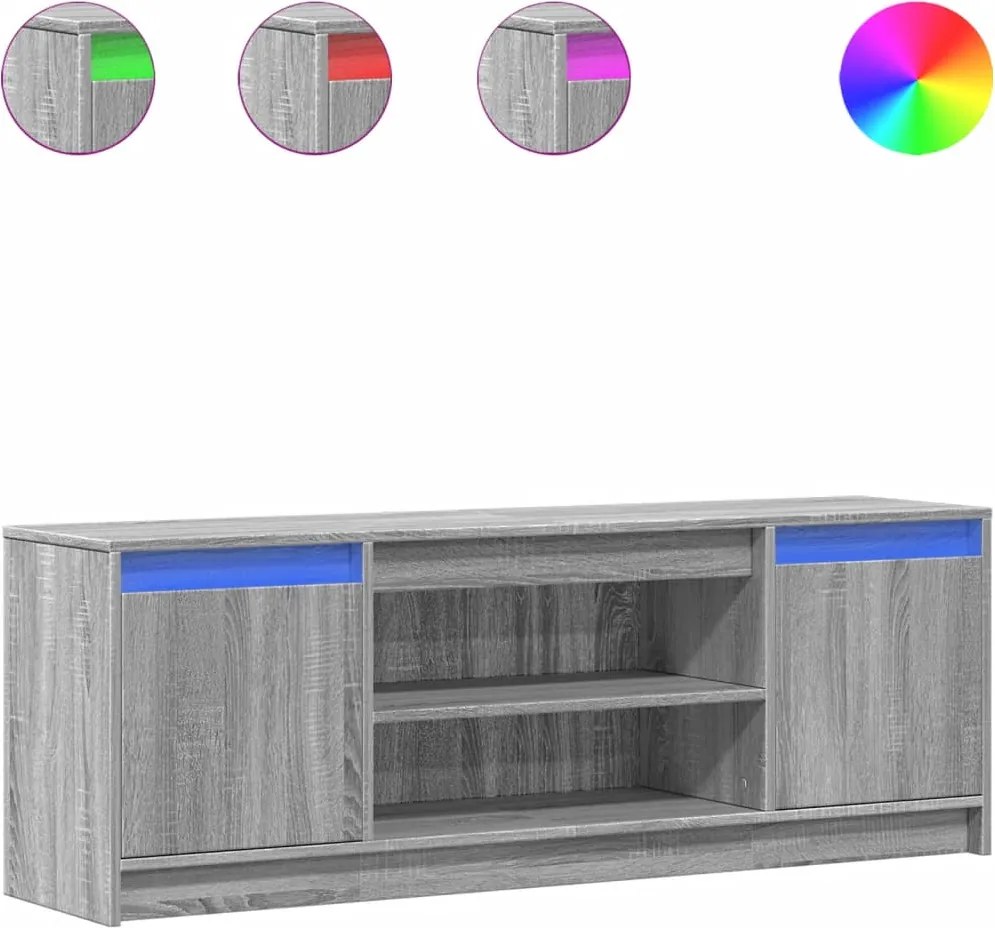 vidaXL Dulap TV cu LED, gri sonoma, 139,5x34x50 cm, lemn prelucrat