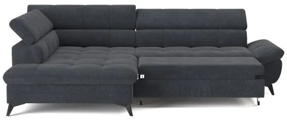 Canapea colțar extensibilă în L MARANO stânga negru