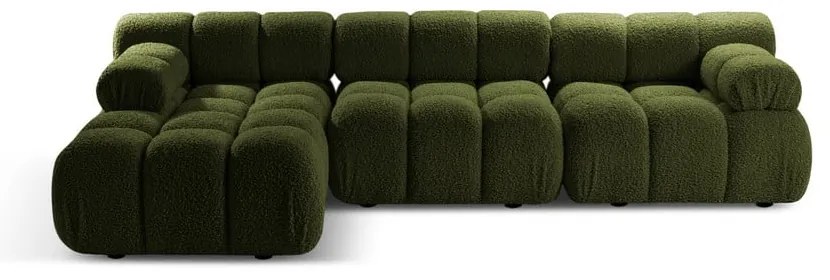 Colțar modular verde cu tapițerie din țesătură bouclé (cu colț pe partea stângă ) Bellis – Micadoni Home