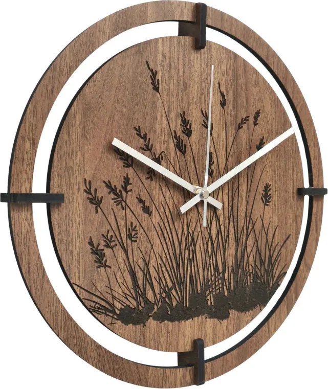SENTOP | Ceas din lemn cu motiv floral | MARIN