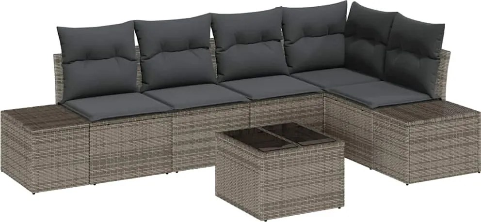 vidaXL Set de canapele pentru grădină 6 pcs Gri poliratan