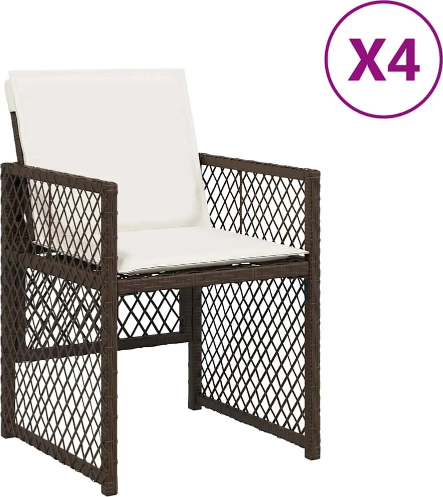 vidaXL Scaune de grădină cu perne, 4 buc., maro, poliratan