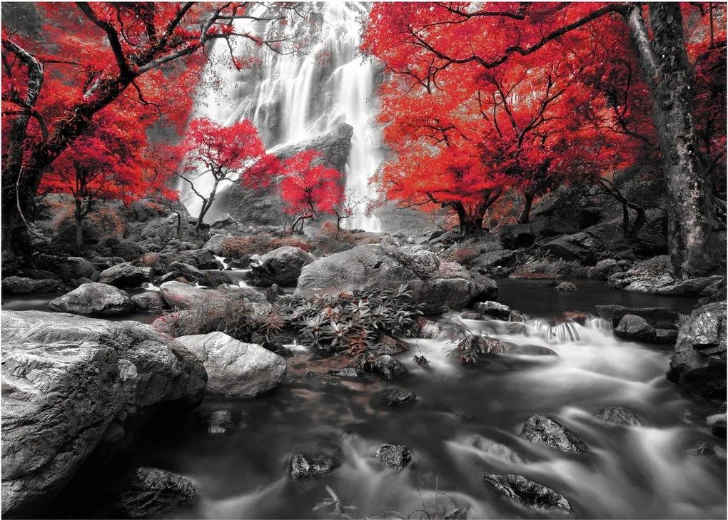 Tablou - Cascade în peisajul de toamnă (70x50 cm)