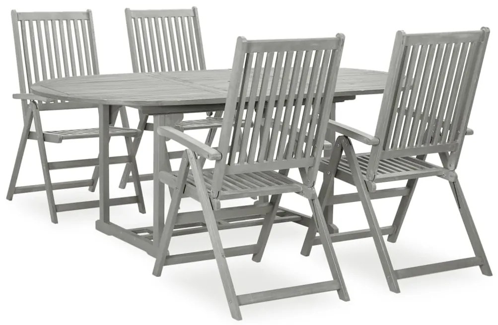 vidaXL Set mobilier de grădină, 5 piese, gri, lemn masiv de acacia