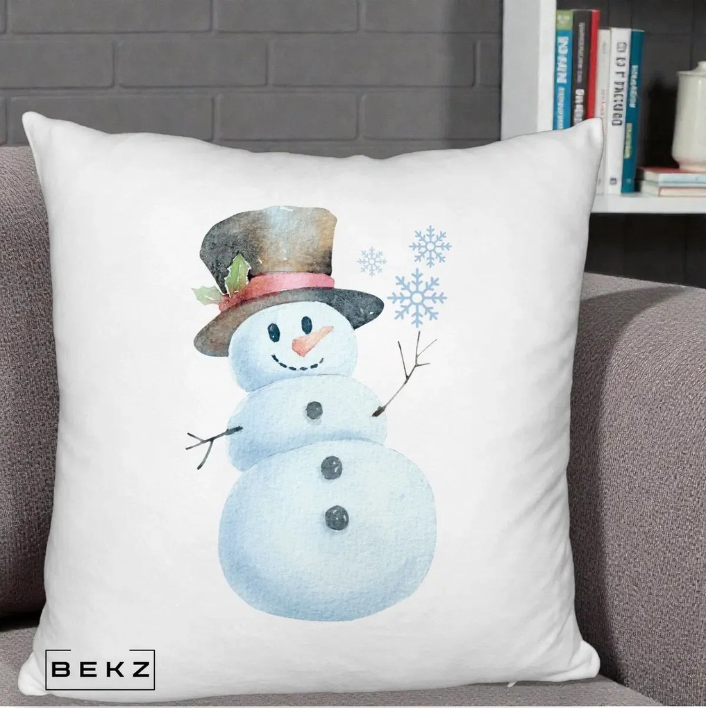 Perna Decorativa Om de Zapada cu Joben si Vasc, 40x40 cm, Alb Pufos, Husa Detasabila, Perna Inclusa, BEKZ®