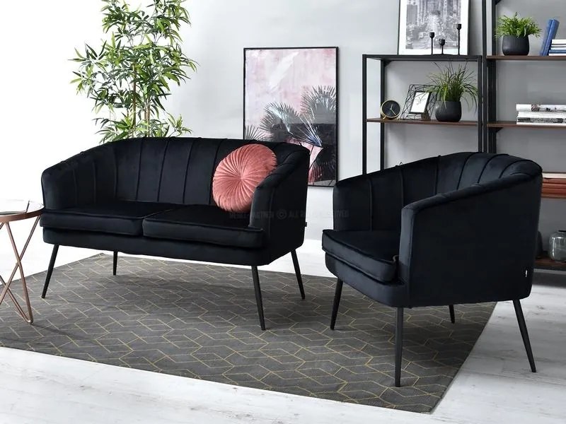 Canapea Etimee S (negru + auriu). Promo -15%. 1111391