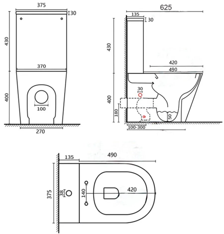 Combinație WC Paulo fără margine cu evacuare inferioară/posterioară