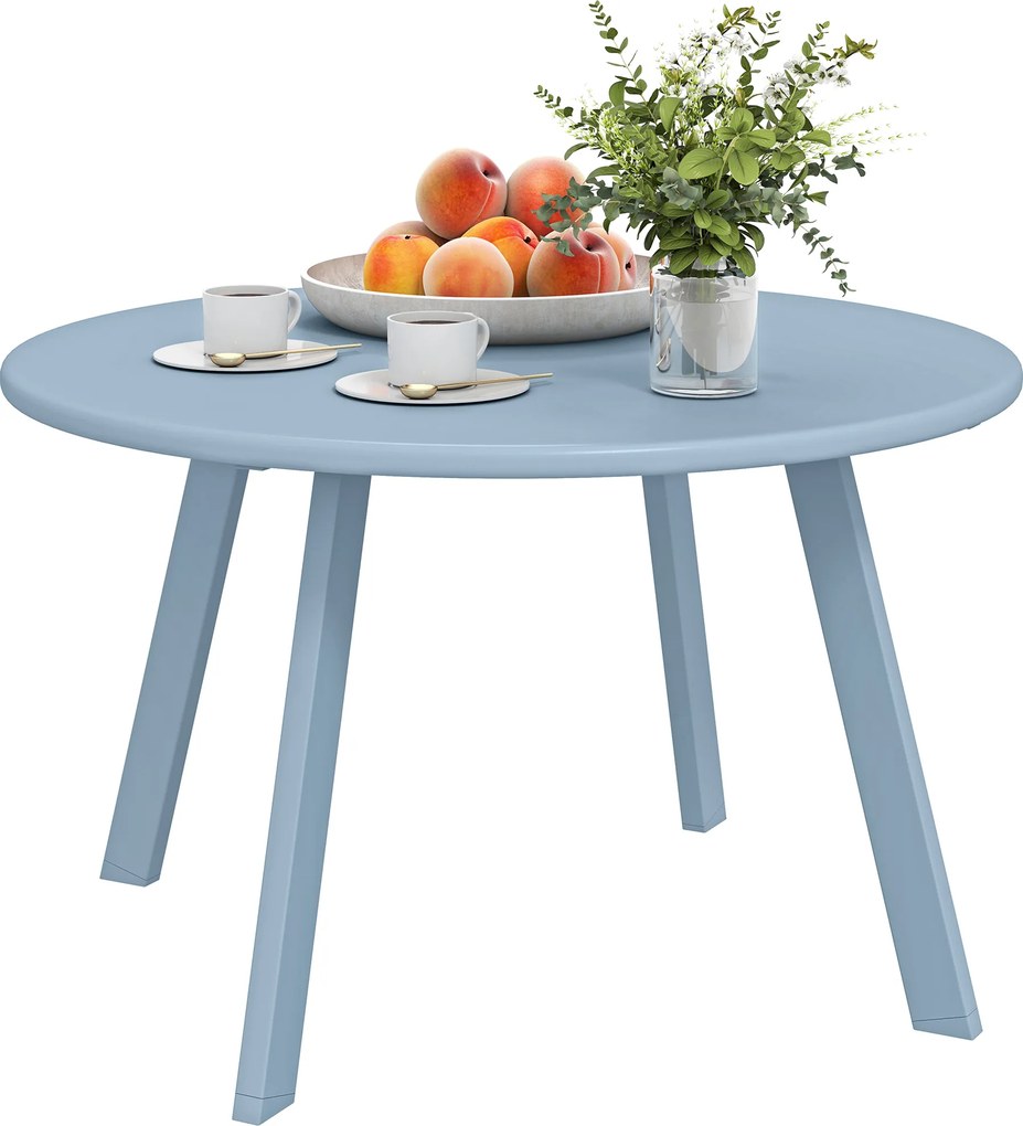 Outsunny Masă de cafea rotundă mică, masă de serviciu cu piciorușe antiderapante, cadru din metal, pentru grădină, Ø 70 x 42 cm, albastru | Aosom Romania