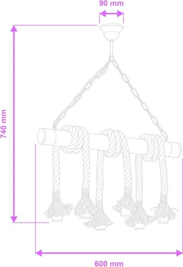 Lustră pe lanț Brilagi KOS 6xE27/60W/230V fag