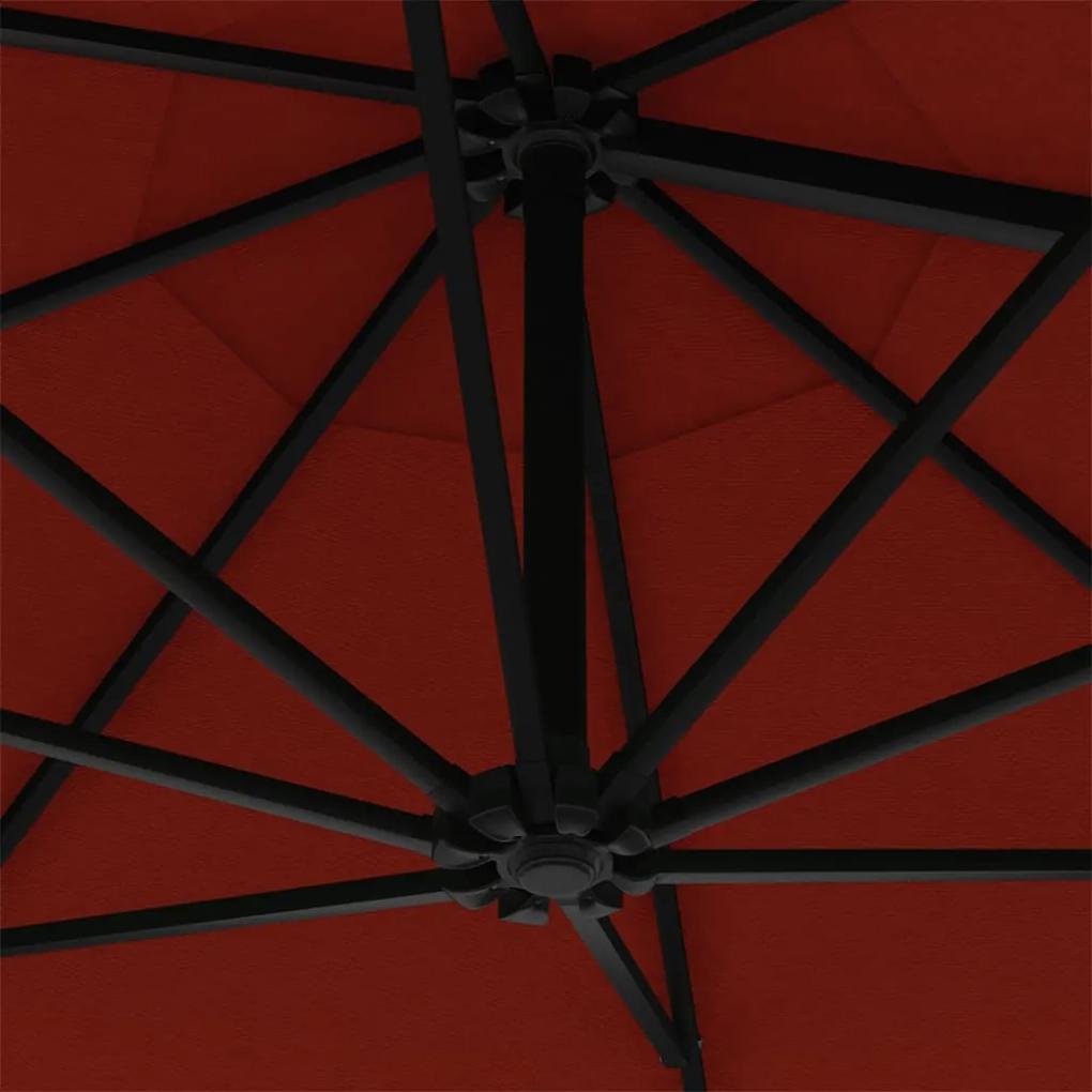Umbrela de soare de perete cu stalp metalic, caramiziu, 300 cm Terracota