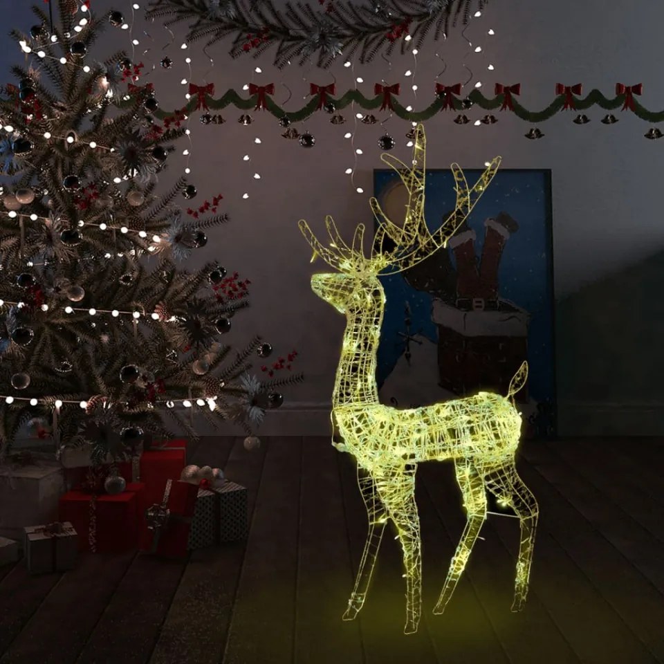 Decorațiune de Crăciun ren 140 LED-uri alb cald 128 cm acril