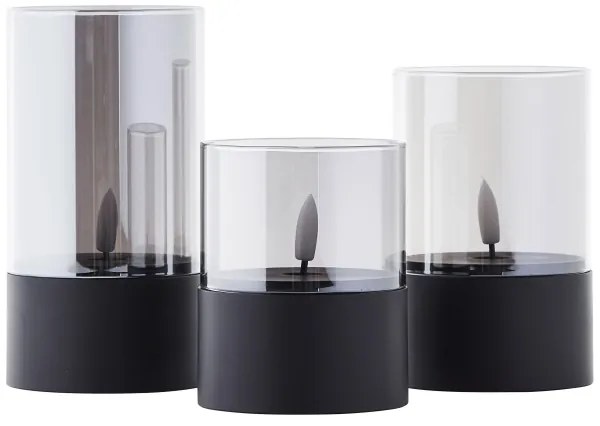 Brilliant - Set 3x lumânări LED BOUGIE LED/2xAA IP44 negru/fumuriu