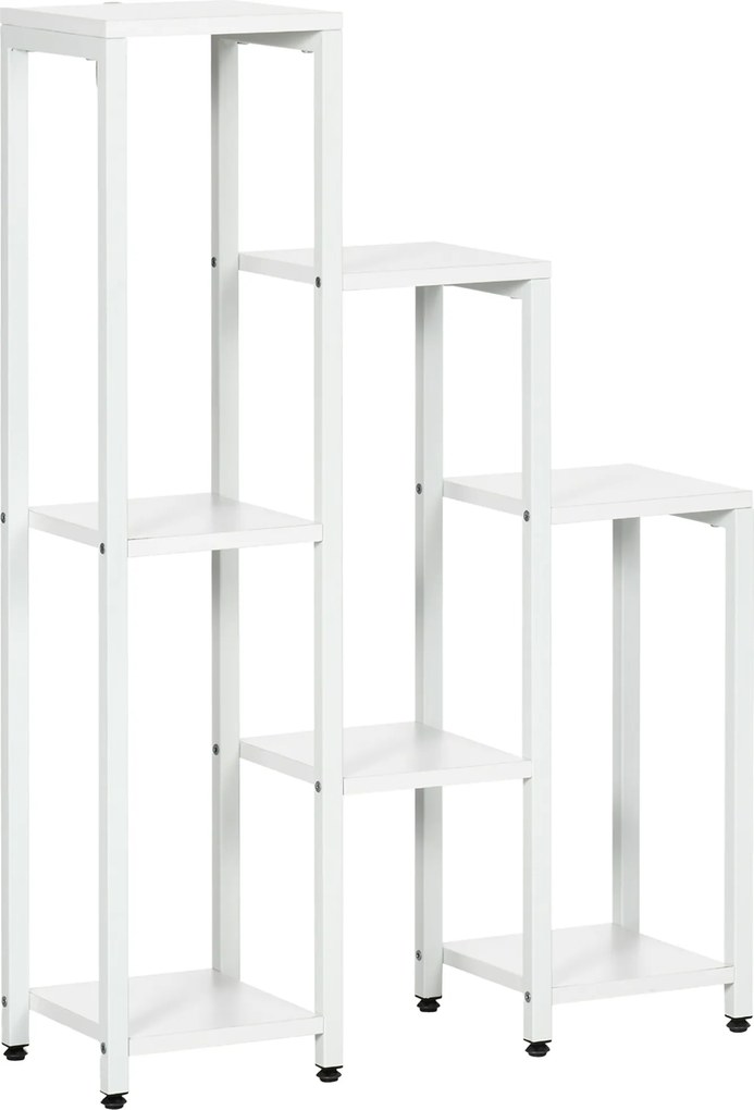 Outsunny Suport pentru flori, suport plante, 7 niveluri, pentru interior și exterior, oțel, alb, 65 x 23 x 94,5cm | Aosom Romania
