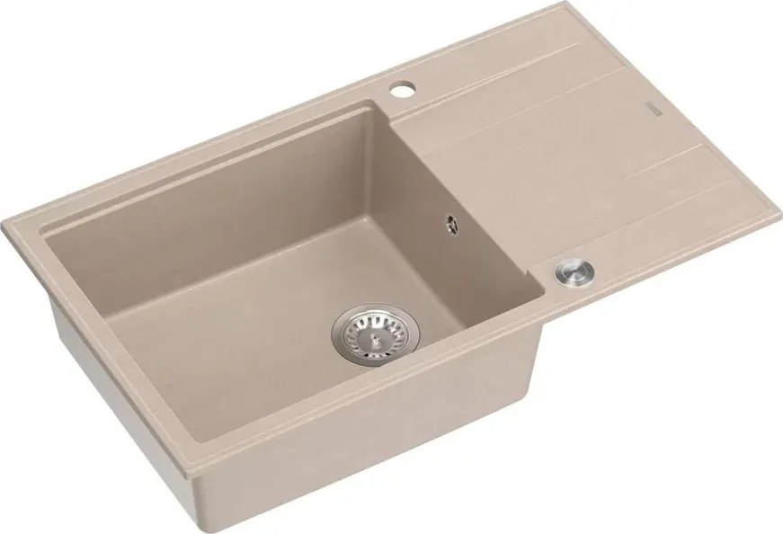 Chiuveta compozit incastrata Quadron Unique Evan 136 XL bej - inox 86x50 cm
