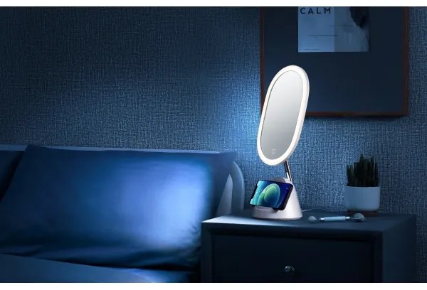 Immax 08970L - Oglindă LED reglabilă cu încărcare wireless LED/18W/230V