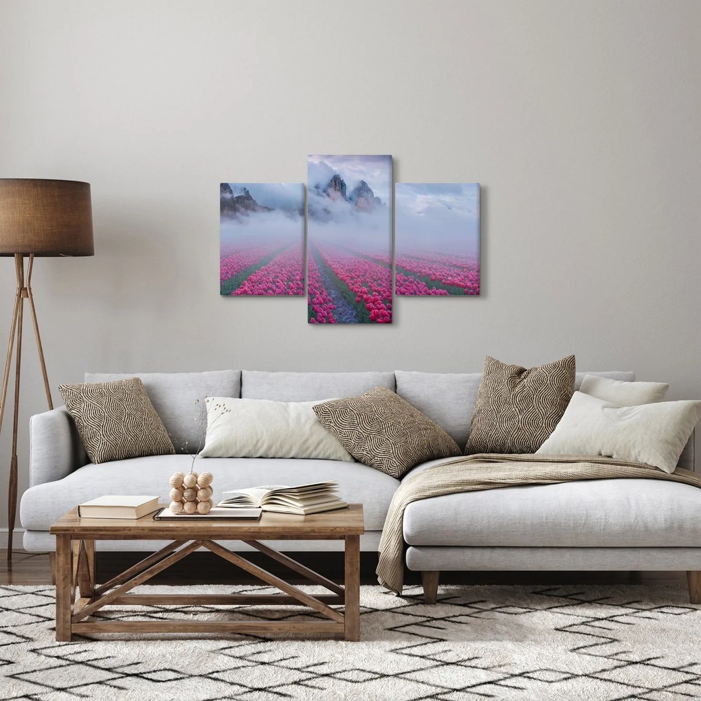Tablou - Peisaj cu câmpuri de lalele (90x60 cm)